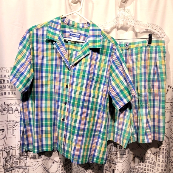 Pendleton Tops - Vintage Plaid Pendleton Knockabouts 2 Piece Shirt and Short Set Size 16